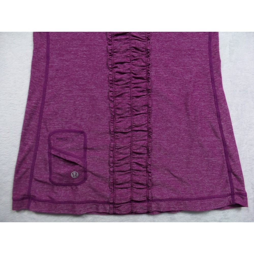 Lululemon Top Womens Size 4 Purple Dash Tank II Ruffle Pocket Stretch Yoga - Picture 5 of 10